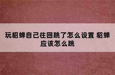 玩貂蝉自己往回跳了怎么设置 貂蝉应该怎么跳